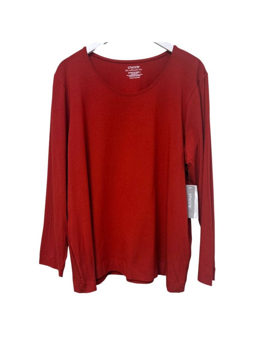 Chicos The Ultimate Tee Womens XXL Red Long Sleeve Knit T-shirt Top NWT